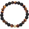 Nialaya Matte Onyx And Brown Tiger Eye Wristband
