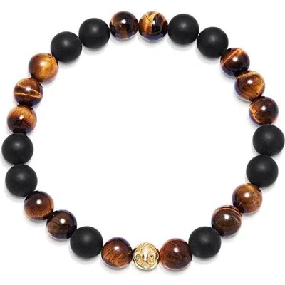 Nialaya Matte Onyx And Brown Tiger Eye Wristband