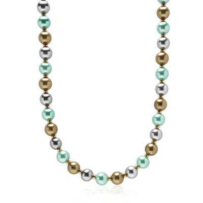 Nialaya Men's 10mm Pastel Metallic Pearl Necklace With Gold In Yellow