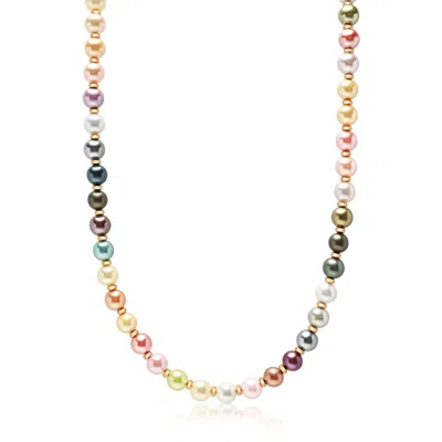 Nialaya Men's 8mm Pastel Pearl Necklace With Gold