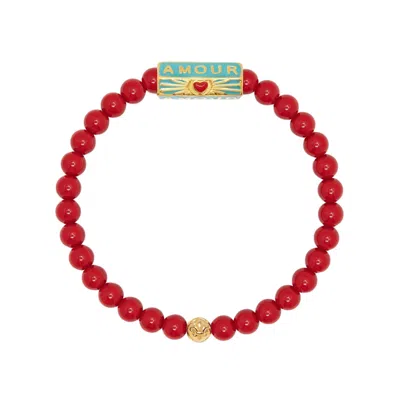 Nialaya Men's Amour Red Beaded Bracelet