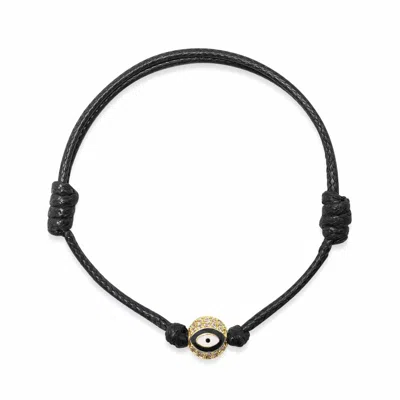 Nialaya Men's Black Evil Eye String Bracelet