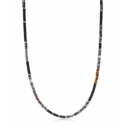 Nialaya Black Onyx And Labradorite Heishi Necklace