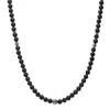 Nialaya Men's Black / Silver Beaded Necklace With Matte Onyx And Silver