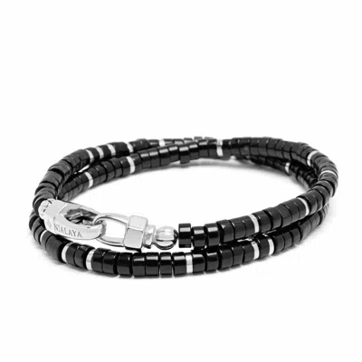 Nialaya Onyx Heishi Wrap Bracelet In Black
