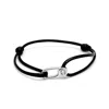 Nialaya Men's Black / Silver Black String Bracelet With Silver Hook