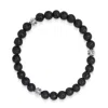 Nialaya Men's Black / Silver Lava Stone Bracelet With Silver Balls