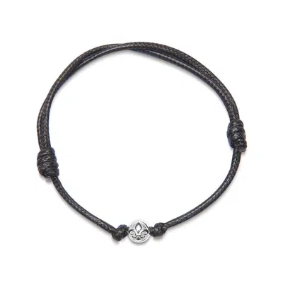 Nialaya Men's Black String Bracelet With Silver In White