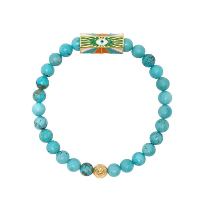 Nialaya Men's Blue Evil Eye Turquoise Bracelet