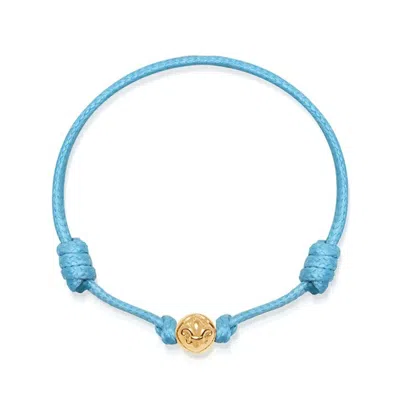 Nialaya Men's Blue / Gold Light Blue String Bracelet With Gold