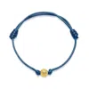 Nialaya Men's Blue / Gold Navy Blue String Bracelet With Gold
