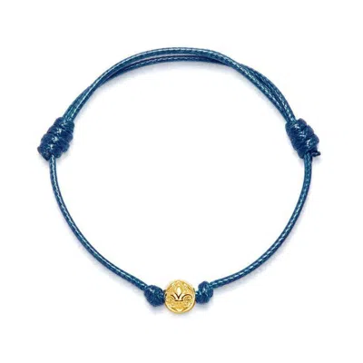 Nialaya Men's Blue / Gold Navy Blue String Bracelet With Gold