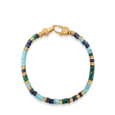 Nialaya Men's Blue / Green / Gold Multicolor Heishi Bracelet