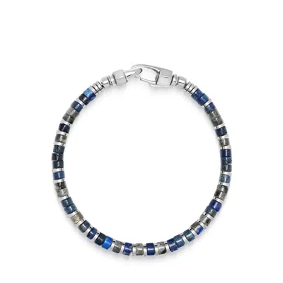 Nialaya Men's Blue / Silver Blue Lapis & Labradorite Heishi Bracelet In Multi