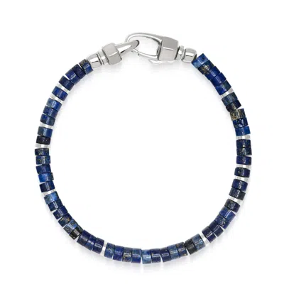 Nialaya Men's Blue / Silver Blue Lapis Heishi Bracelet