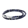 Nialaya Men's Blue / Silver Blue Lapis Heishi Wrap Bracelet In Multi