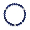 Nialaya Men's Blue / Silver Lapis Lazuli Bracelet With Silver Balls