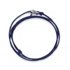 Nialaya Men's Blue / Silver Navy Wrap-around String Bracelet With Sterling Silver Lock