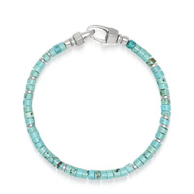 Nialaya Men's Blue / Silver Turquoise Heishi Bracelet In Green
