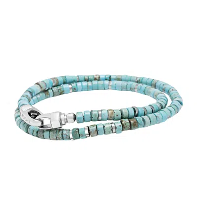 Nialaya Men's Blue / Silver Turquoise Heishi Wrap Bracelet In Multi