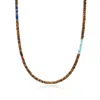 Nialaya Men's Brown Tiger Eye Heishi Necklace With Blue Lapis And Turquoise In Brown