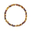 Nialaya Men's Brown / Yellow / Orange Wristband With Amber Japanese Miyuki Beads