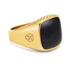 Nialaya Men's Gold / Black Gentlemen's Gold Signet Ring With Black Onyx