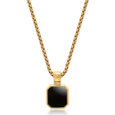 Nialaya Men's Gold / Black Gold Necklace With Square Onyx Pendant In Multi