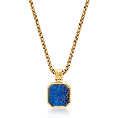 Nialaya Men's Gold / Blue Gold Necklace With Square Blue Lapis Pendant In Pattern