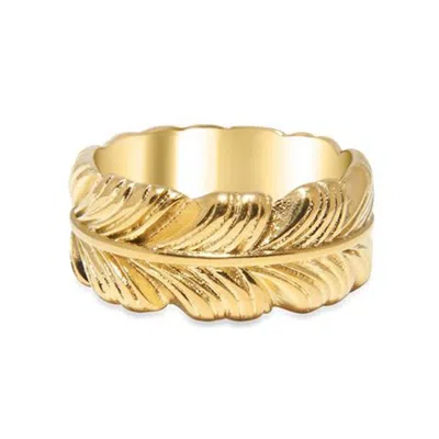 Nialaya Men's Gold Feather Ring