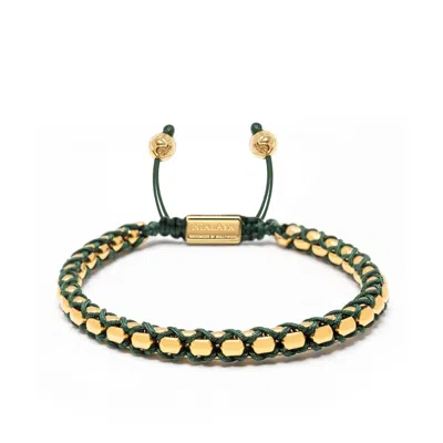 Nialaya Men's Gold / Green Green String Box Chain Bracelet In Gold In Gray