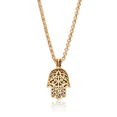 Nialaya Men's Gold Hamsa Hand Necklace