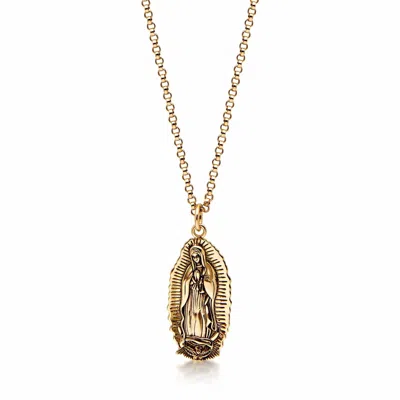 Nialaya Men's Gold Necklace With Our Lady Of Guadalupe Pendant