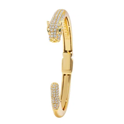 Nialaya Men's Gold Panther Cuff Bangle