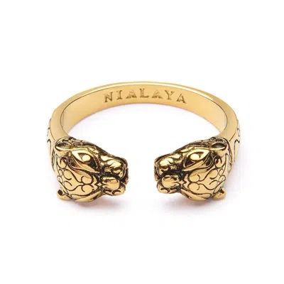 Nialaya Men's Gold Panther Ring