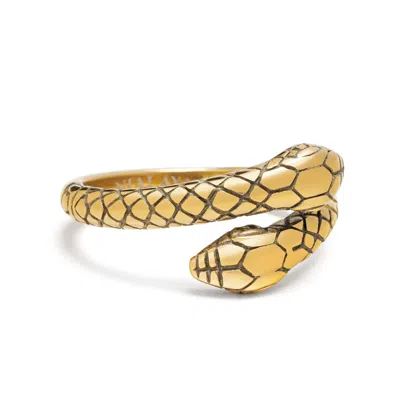 Nialaya Men's Gold Plated Vintage Snake Ring