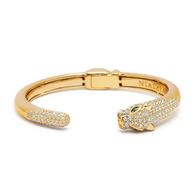 Nialaya Men's Gold Women's Panther Cuff Bangle
