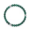 Nialaya Men's Green / Silver Green Malachite Bracelet With Silver Balls