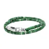 Nialaya Men's Green / Silver Green Malachite Heishi Wrap Bracelet In Multi