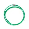 Nialaya Men's Green / Silver Green Wrap-around String Bracelet With Sterling Silver Lock