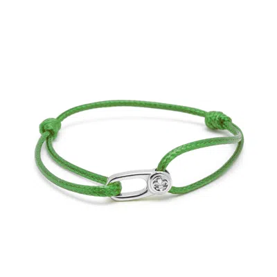 Nialaya Men's Green String Bracelet With Silver Hook