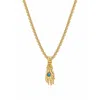 Nialaya Men's Hand Pendant With A Small Turquoise Gemstone In Gold