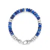 Nialaya Men's Hexagon Beaded Bracelet With Blue Lapis And Silver In Blue
