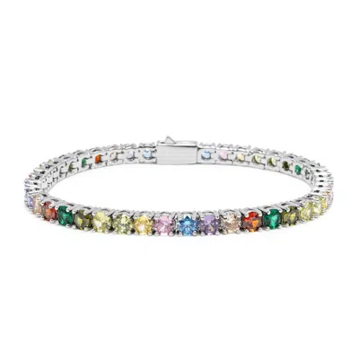 Nialaya Men's Multicolor Tennis Bracelet With Silver