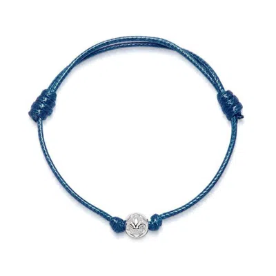 Nialaya Men's Navy Blue String Bracelet With Silver