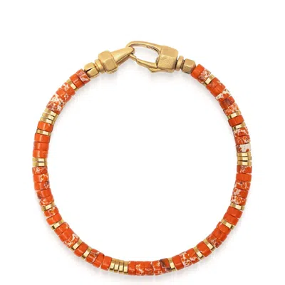 Nialaya Jasper Heishi Bracelet In Orange