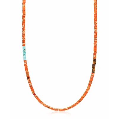 Nialaya Orange Jasper Heishi Necklace