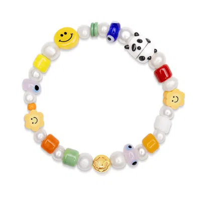 Nialaya Men's Panda Pearl Bracelet In Multi
