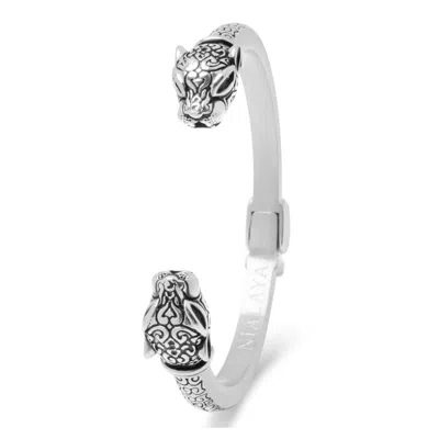 Nialaya Men's Panther Bangle In Silver