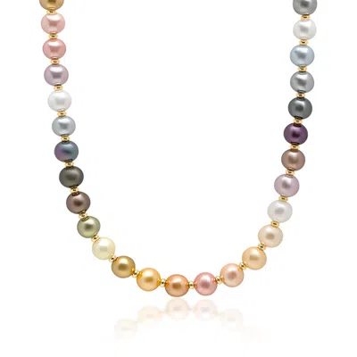 Nialaya Men's Pastel Pearl Necklace With Gold In Multi